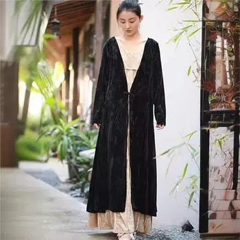 Johnature женское весеннее пальто с v-образным вырезом и длинными рукавами, винтажное индивидуальное пальто в стиле ретро с одной пряжкой, пальто в китайском стиле S чёрный