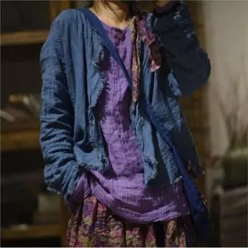 Johnature женское весеннее свободное винтажное пальто с длинными рукавами и круглым вырезом, модное однотонное повседневное пальто с длинными рукавами One Size темно-зеленого