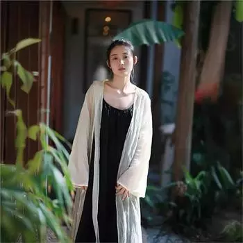 Johnature женское весеннее тонкое солнцезащитное средство в китайском стиле, однотонное свободное пальто, модное повседневное пальто с длинными рукавами в стиле ретро One Size чёрный