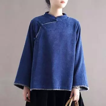 Johnature женское винтажное вельветовое свободное хлопковое пальто на пуговицах с длинным рукавом однотонная одежда зимние стеганые пальто M фиолетовый