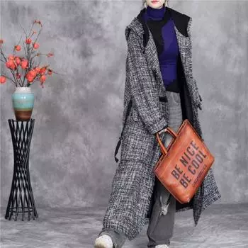 Johnature Женское зимнее нишевое винтажное пальто с капюшоном и длинными рукавами, модное ретро-пальто в китайском стиле, повседневное пальто One Size чёрный