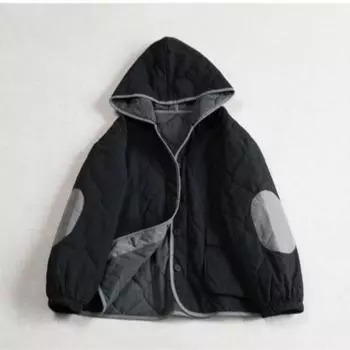 Johnature Женское зимнее однотонное пальто с капюшоном и нашивками, модное свободное повседневное пальто в китайском стиле с длинными рукавами в винтажном стиле One Size