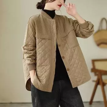 Johnature Женское зимнее пальто с индивидуальным сращиванием, модное свободное однобортное однотонное пальто M чёрный