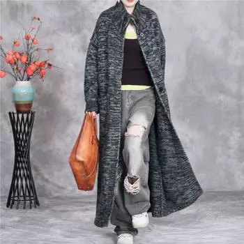 Johnature Женское зимнее свободное повседневное однобортное винтажное пальто с длинными рукавами в китайском стиле в стиле ретро One Size зелёный