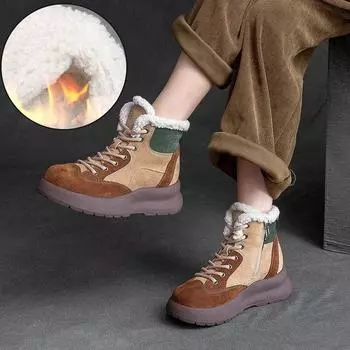 Johnature зимние ботинки разных цветов на толстой подошве, модные ботинки, универсальная теплая женская обувь из плюша 35 темно-коричневого