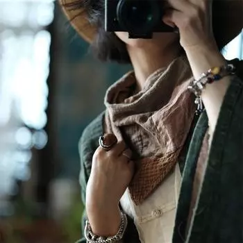 Johnature Зимний женский винтажный лоскутный треугольный шарф