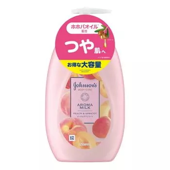Johnson Body Care Lasting Aroma Milk 500 мл с ароматом персика и абрикоса, большой емкости, крем для тела, молочко для тела, лосьон с дозатором, увлажняющий