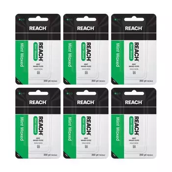 Johnson Johnson Reach Mint Waxed Dental Floss 200 ярдов & (Пакет 6) (пункт) [элемент] зелёный