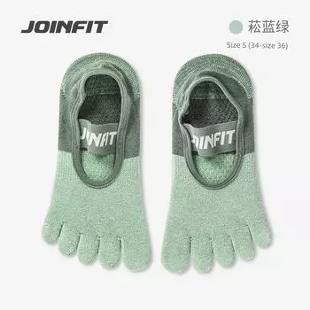 Joinfit Yoga Socks Non Slip Professional Female Pilates Socks Yoga Compression Stockings Indoor Fitness Toe Socks Pine Blue and Green S Code (34-36) [One Pair]]