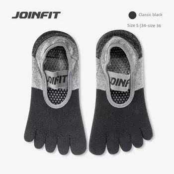 Joinfit Yoga Socks Non Slip Professional Female Pilates Summer Dancing Toe Socks Indoor Sports Fitness Socks Classic black S code