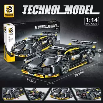 Joint Creative 0095B Racing Series 1: 14 маленьких черных коров, совместимых с LEGO, детские головоломки в сборе, строительные блоки, игрушки