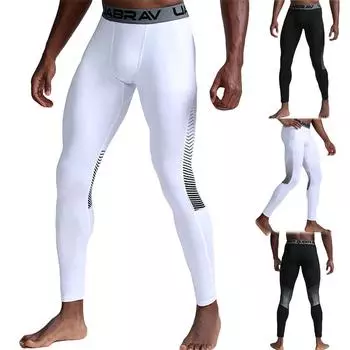 Joliann Мужчины Фитнес Поглощение пота Быстро сохнущие эластичные спортивные длинные брюки L чёрный