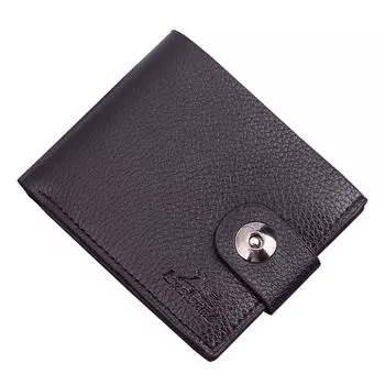 Joliann Мужской однотонный винтажный кошелек с узором личи и несколькими позициями для карт чёрный