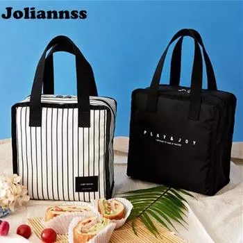 Joliannss Сумка для обеда Большая сумка Органайзер для обеда Держатель Контейнер для хранения обеда чёрный
