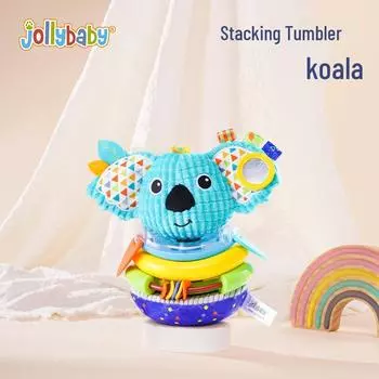 Jollybaby Игра с кольцами и пирамидкой: Детская ручная погремушка и развивающая игрушка-неваляшка для возраста 0-1 год
