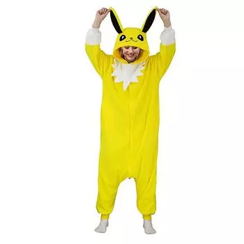 Jolteon Kigurumi цельная пижама комбинезон с героями мультфильмов Косплэй костюм для Хэллоуина одежда для всего тела L жёлтый