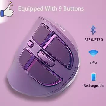 Jomaa Bluetooth + 2,4G USB беспроводная мышь вертикальная правая перезаряжаемая мышь для планшета, ноутбука, ноутбука, эргономичные мыши black