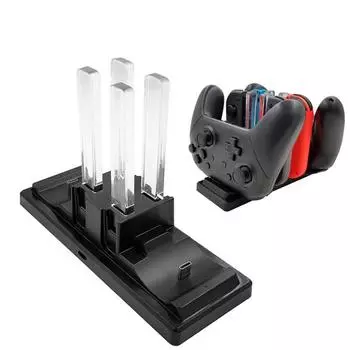 JOMAA Charging Dock 6 в 1 USB зарядная стойка держатель док-станции для NS J-CON и Pro Controller чёрный