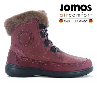 JOMOS Freewalk 806501 - женские зимние ботинки туфли на подкладке из овчины на красной коже ОРИГИНАЛ EU 37 UK 4 красный