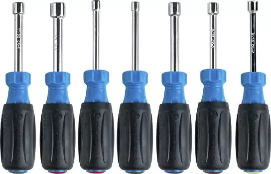 Jonard Tools Nut Driver 7 Piece Hex Nut Sizes 7 piece kit with hollow shaft and ergonomic comfort grip ND-631 Set, 3/16 , 1/4 , 5/16 , 11/32 , 3/8 ,