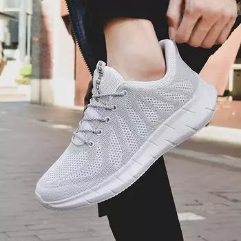 Joom independent station flying woven sports men s shoes 2025 four seasons can wear lace-up soft-soled sports casual shoes 39
