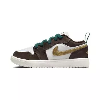 Jordan 1 Low Alt SE Cacao Wow шпагат (PS) Детские кроссовки Sail White FB2218-200 35