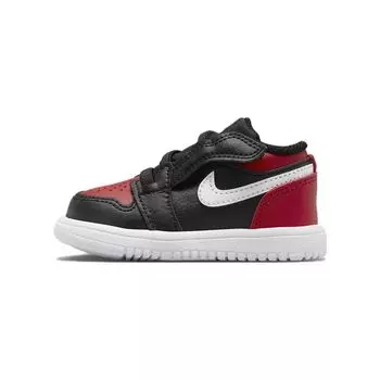 Jordan 1 Low Alternate Bred Toe (ТД) Детские кроссовки Черно-белые Gym-Red CI3436-066 23.5