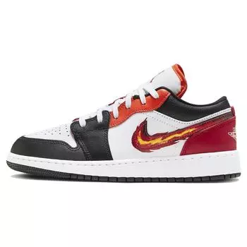 Jordan 1 Low SE Just Skate Gym, красный (GS) Детские кроссовки Белый-Черный-Белый-Спортивный-Красный-Команда-Оранжевый FJ7222-101 36.5