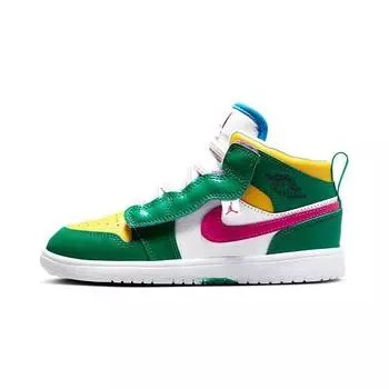 Jordan 1 Mid ALT Малахитовый Белый Университетский Золотой Активный Розовый (PS) Детские кроссовки DZ5537-300 28
