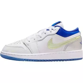 Jordan 1 Низкий Небо — это не предел (GS) Детские кроссовки Белый Varsity-Blue Неоново-зеленый HJ9955-100 40