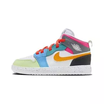 Jordan 1 Средний ALT SE Белый Темный Тень Гипер Розовый Такси (PS) Детские кроссовки FJ3462-100 35