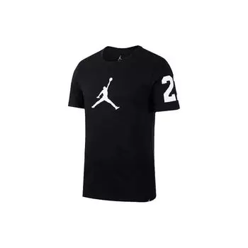 Jordan 23 Logo Print Повседневная спортивная футболка с коротким рукавом и круглым вырезом Мужские топы Черный AV8452-010 S
