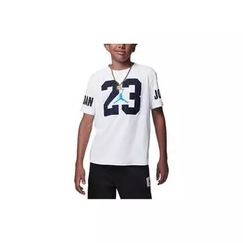 Jordan 23 Пятнистый номер логотипа принт спортивная футболка с коротким рукавом детские топы белые FV2625-100 L