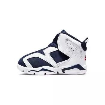 Jordan 6 Retro Little Flex Olympic (ТД) Детские кроссовки White Midnight-Navy Gym-Red CT4417-130 23.5