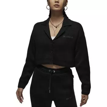 Jordan Air Simple Letter Мягкий удобный модный вязаный свитер для женщин, топы, черный FZ4196-010 S