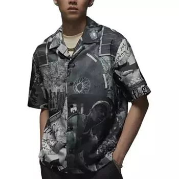 Jordan All Over Print Удобная спортивная модная дышащая рубашка с коротким рукавом Мужские рубашки угольно-серого цвета FV7312133 XL