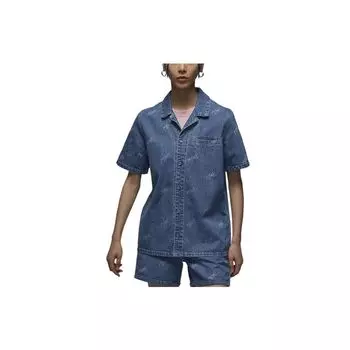 Jordan Allover с буквенным принтом, повседневная свободная джинсовая куртка, женская верхняя одежда, каменно-синий FN5770-453 M