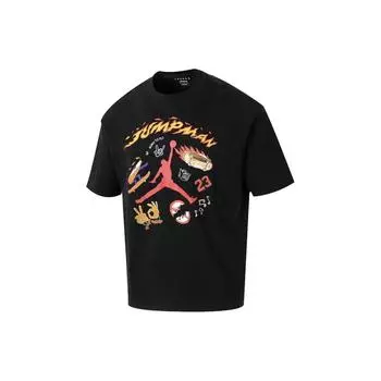 Jordan American Retro Letter And Number Print Sport Casual Celebrity Neck Short Sleeve Drop Shoulder T Shirt Men Tops Black HJ3965-010 XL