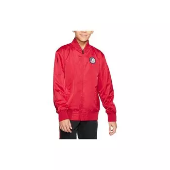 Jordan Baseball Jacket Solid Color Logo Patch Zip-Up Cardigan Kids jackets Red CV5720-687 M