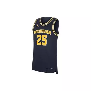 Jordan Баскетбольная майка NBA Retro Breathable Fited Wolverine Team Michigan 25 Men Jersey Navy-Blue AT8782-420 L