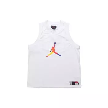 Jordan Баскетбольная майка Rainbow Big Logo без рукавов для мужчин, топы, белые AV0047-100 L