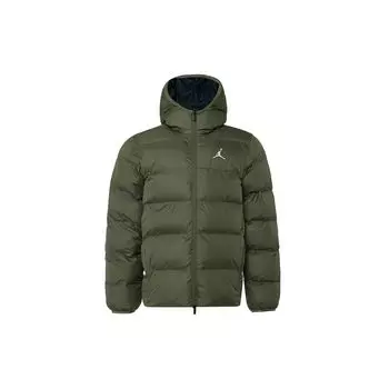 Jordan Brooklyn модная хлопковая куртка с капюшоном на молнии с длинным рукавом, мужские куртки оливково-зеленого и черного цветов FV7318-222 S