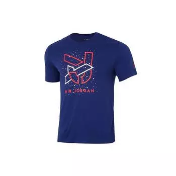 Jordan Casual Sport на флисовой подкладке с круглым вырезом и короткими рукавами, мужские топы, синий CN3585-455 S