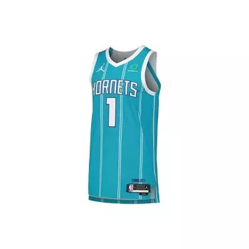 Jordan Charlotte Hornets 2020-21 Season Player Edition Лоскутная баскетбольная жилетка с буквенным принтом Мужские топы Синий CN6336-446 L