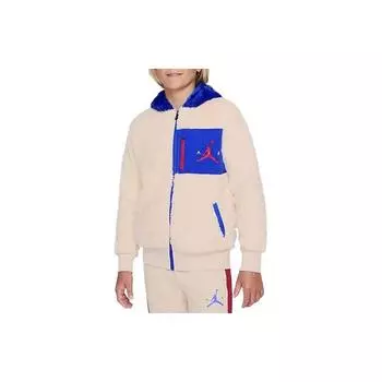 Jordan Color Block Повседневная флисовая куртка с вышитым логотипом и капюшоном с длинными рукавами Детская верхняя одежда Off-White DQ8875-219
