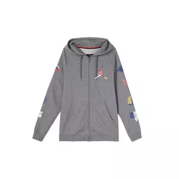 Jordan Colorful Logo Zip Hoodie Jacket Мужские куртки Серый CJ7880-091 XXL