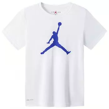 Jordan Детская быстросохнущая спортивная футболка с коротким рукавом с логотипом, детские топы белого цвета JD2222048GS-004 S