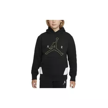 Jordan Kids Logo Hoodie Long Sleeve Pullover Hoodie Kids Tops Black DQ3717-010 M