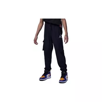 Jordan Детские однотонные спортивные штаны с логотипом и карманами-карго на шнурке. Детские брюки черного цвета FQ0656-010. L