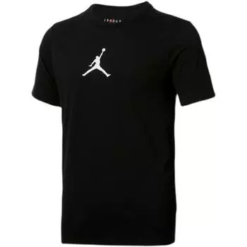 Jordan Dfct Ss Crew Basic Logo Повседневная спортивная футболка с круглым вырезом и коротким рукавом Мужские топы Черный CW5191-010 XS